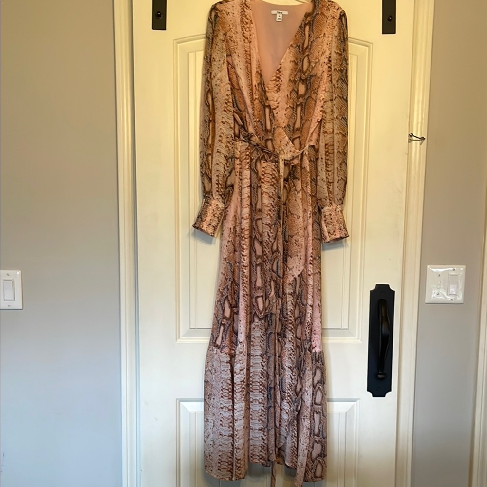 Bar III Pink and Brown Tie Front Tiered Gown